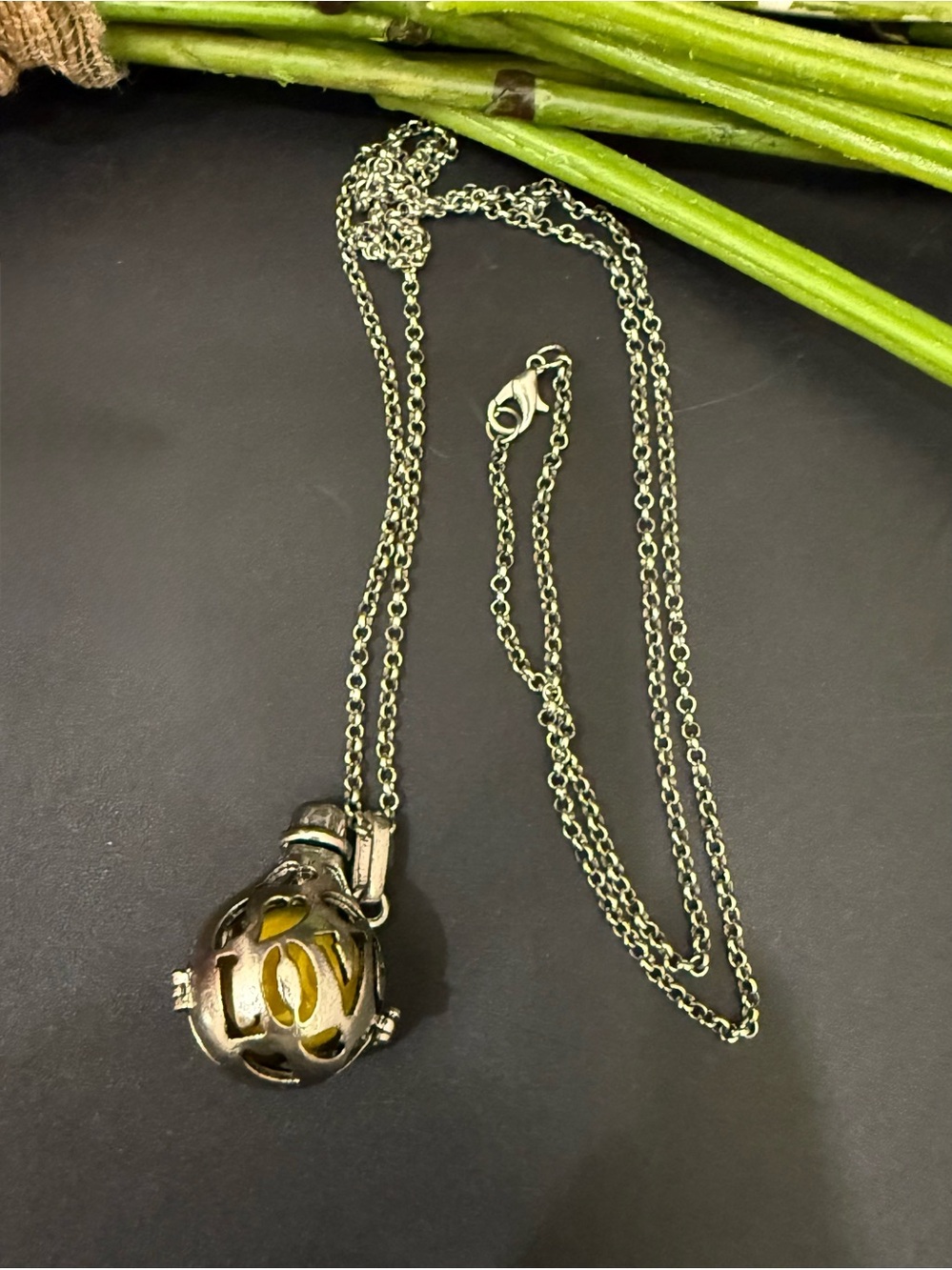 Silver-tone Love Harmony Chime Pendant Ball Necklace